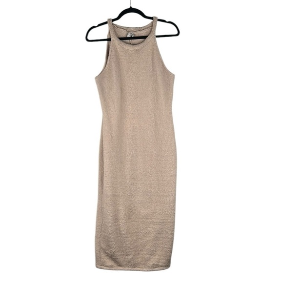 ASOS Tan High Neck Sleeveless Sweater Bodycon Maxi Dress Size 14 - Picture 1 of 7